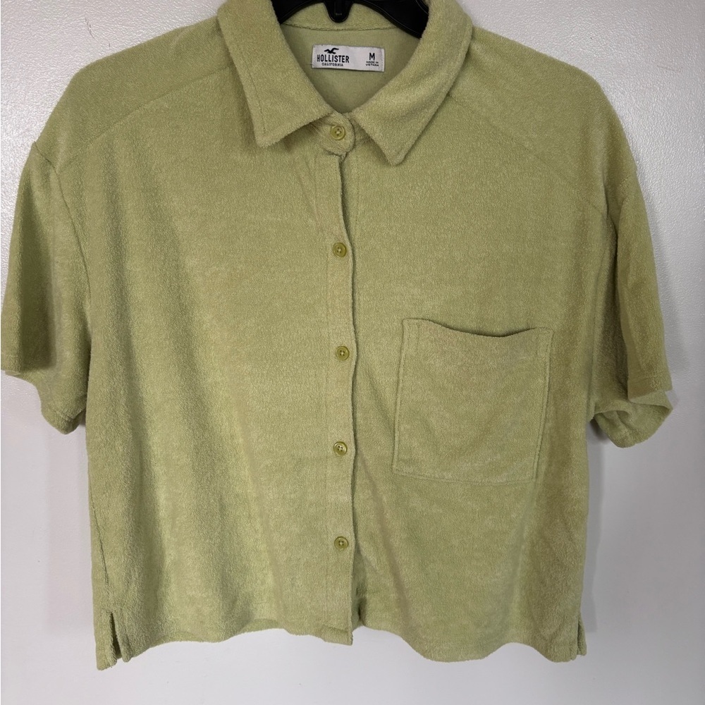 Hollister Terry Cloth Matching Set Top And Shorts Lounge Lime Green